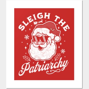 Sleigh The Patriarchy Santa Feminist Feminism Ugly Christmas Posters and Art